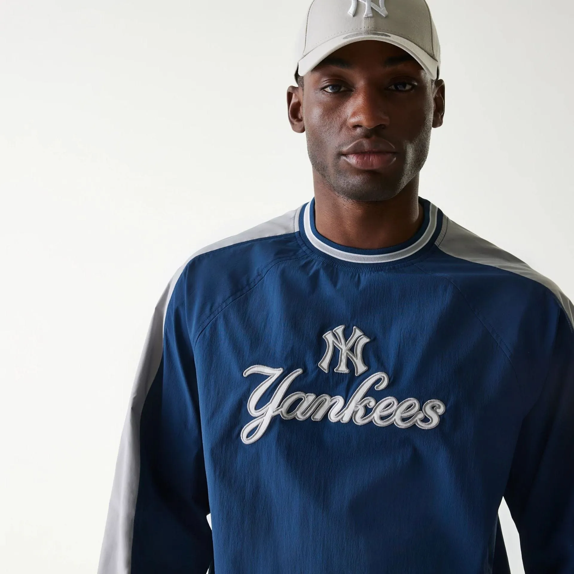 New York Yankees MLB Navy U Neck Pullover Windbreaker NEW ERA