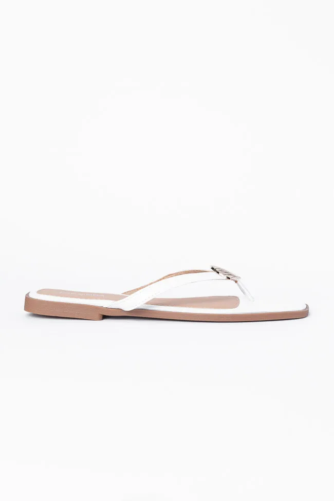 Olivia White Flip Flops SALE PINK LILY