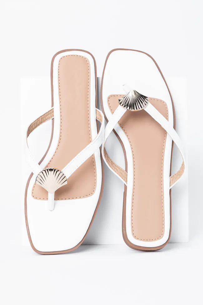 Olivia White Flip Flops SALE PINK LILY