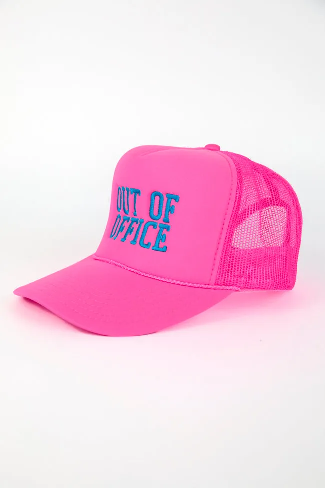 Out Of Office Neon Pink Trucker Hat PINK LILY