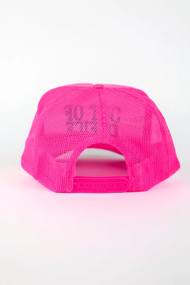 Out Of Office Neon Pink Trucker Hat PINK LILY