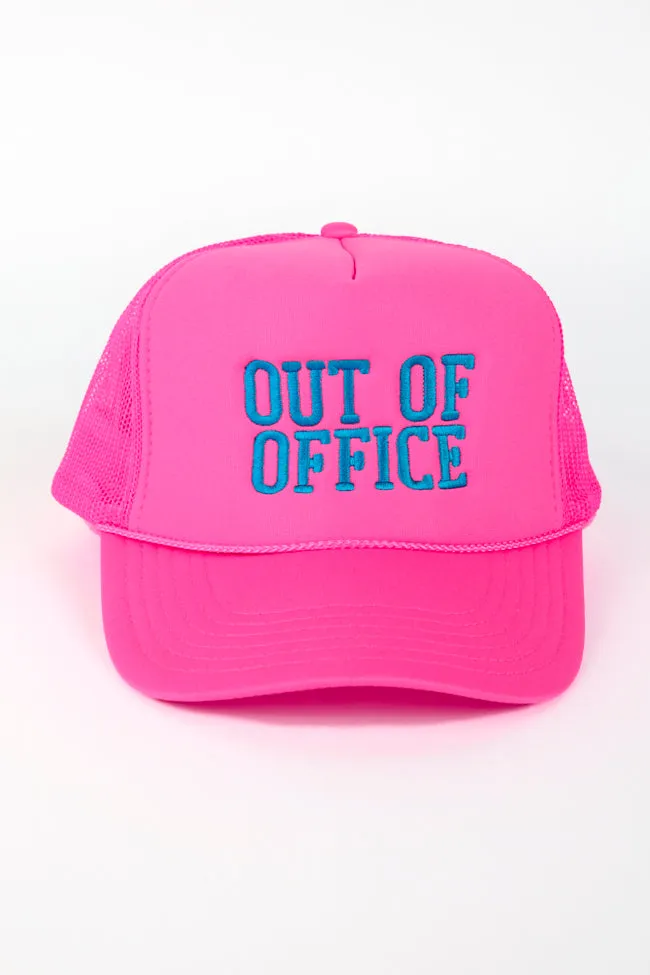 Out Of Office Neon Pink Trucker Hat PINK LILY