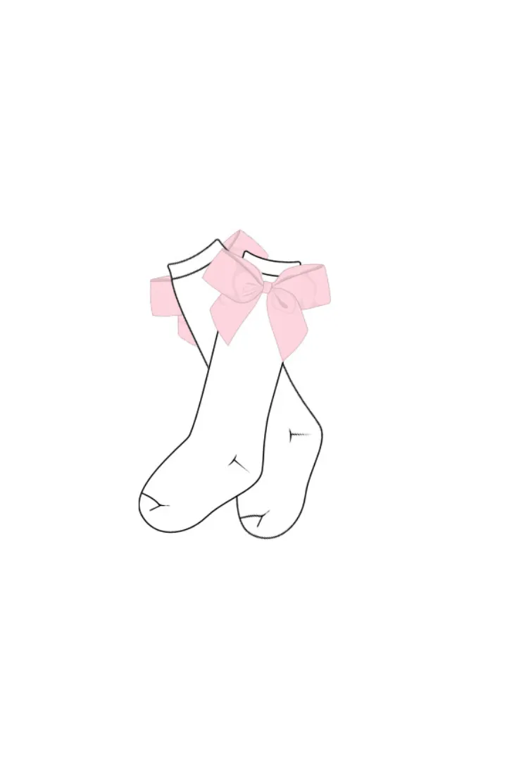Pink Bow Knee Socks Smocked Flamingo