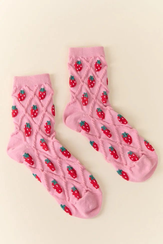 Pink Strawberry Socks PINK LILY