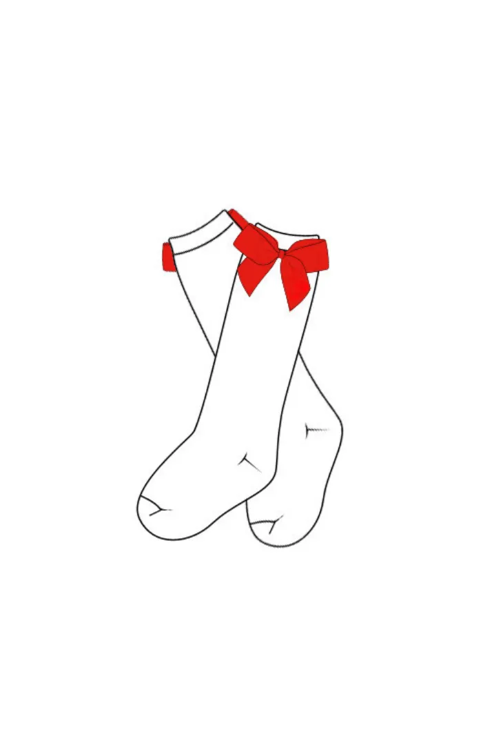 Red Bow Knee Socks Smocked Flamingo
