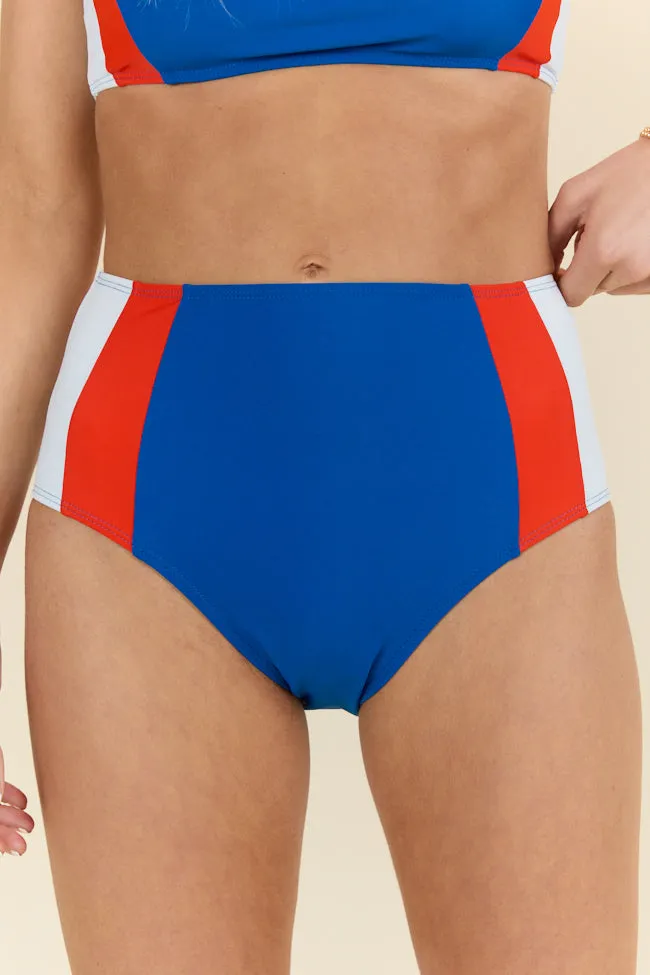 Rock The Boat Red and Blue Colorblock Bikini Bottoms PINK LILY