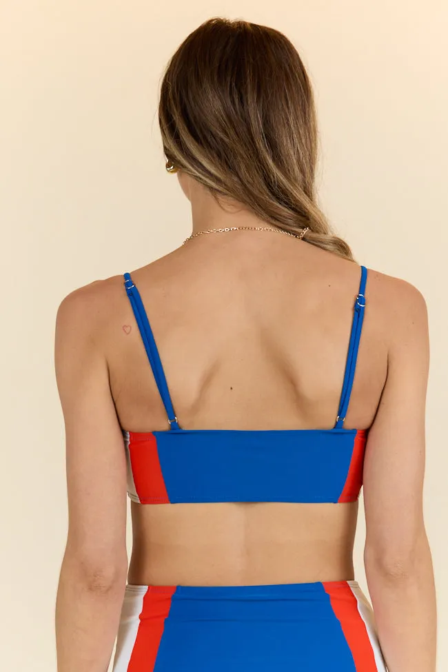 Rock The Boat Red and Blue Colorblock Bikini Top PINK LILY