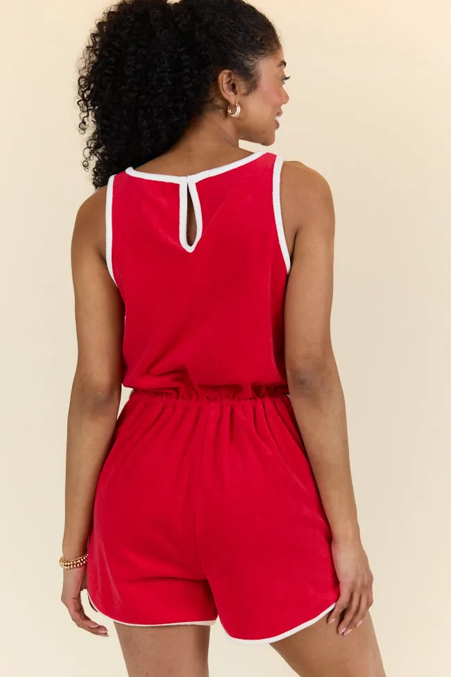Rylee Red Terry Cloth Romper PINK LILY