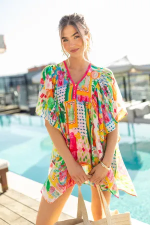 Seaside Escape Multi Print Coverup PINK LILY