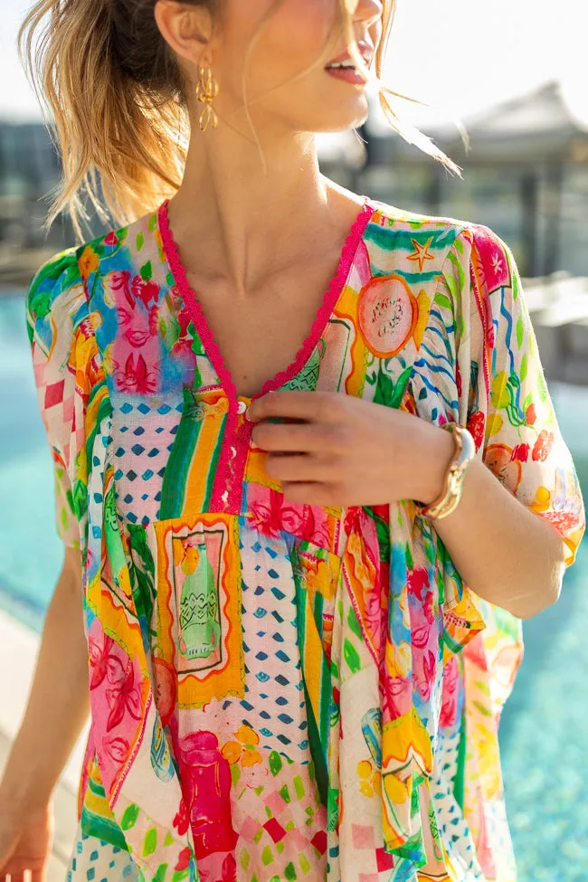 Seaside Escape Multi Print Coverup PINK LILY