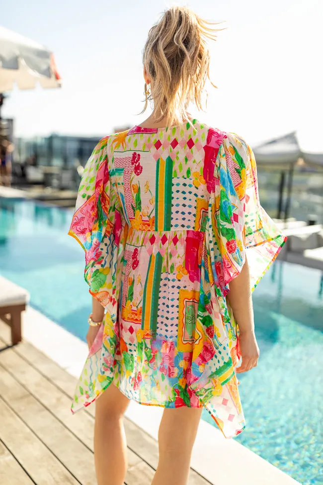Seaside Escape Multi Print Coverup PINK LILY
