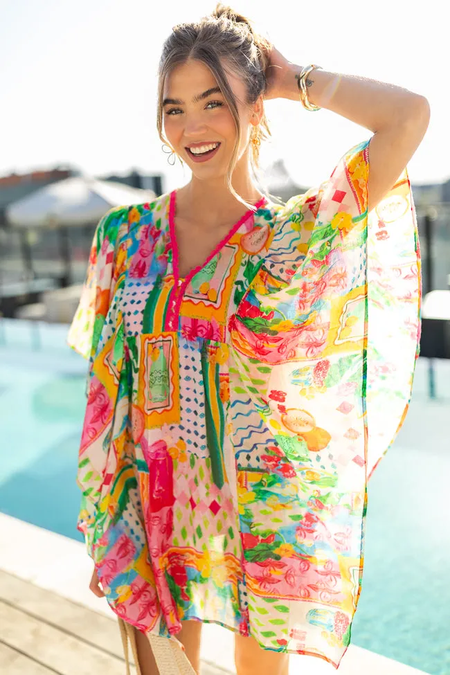 Seaside Escape Multi Print Coverup PINK LILY