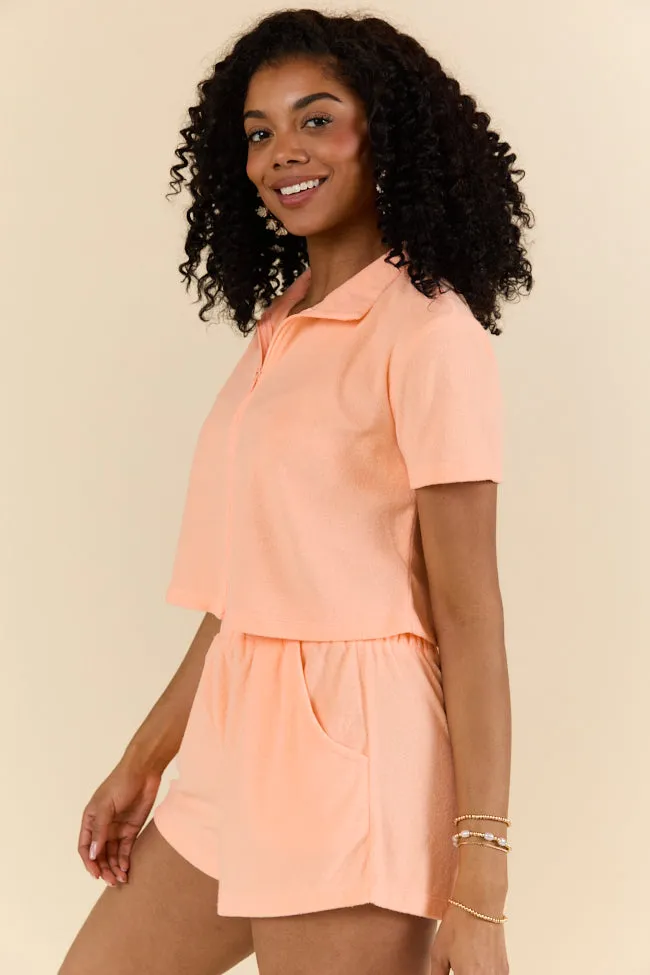 Set To Swim Orange Terry Cloth Cover Up Top PINK LILY