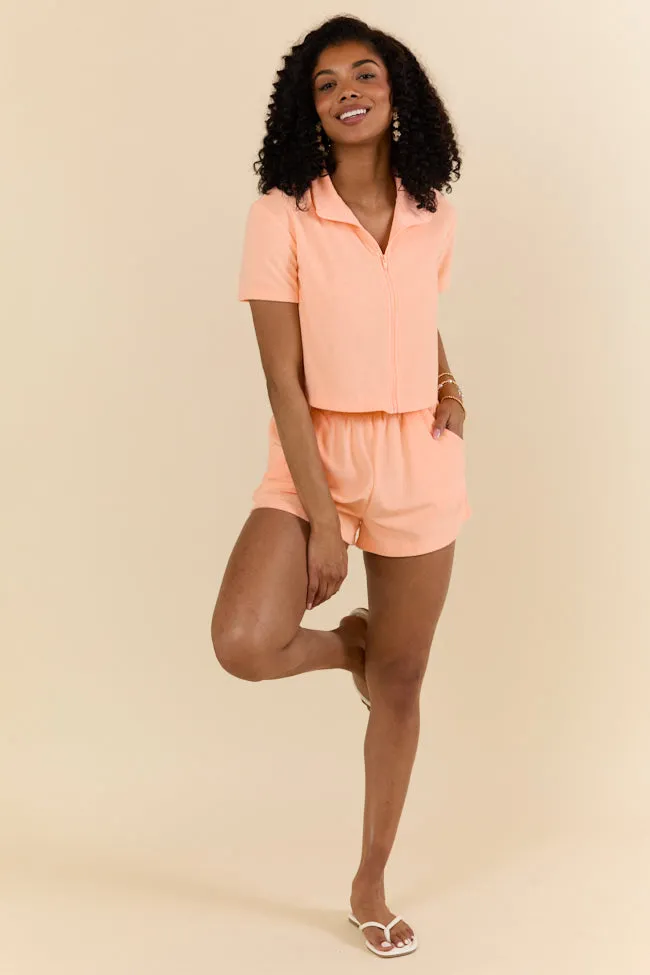 Set To Swim Orange Terry Cloth Cover Up Top PINK LILY