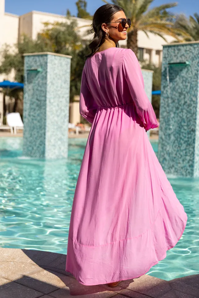 Shine On Pink Long Sleeve Swim Cover-up PINK LILY