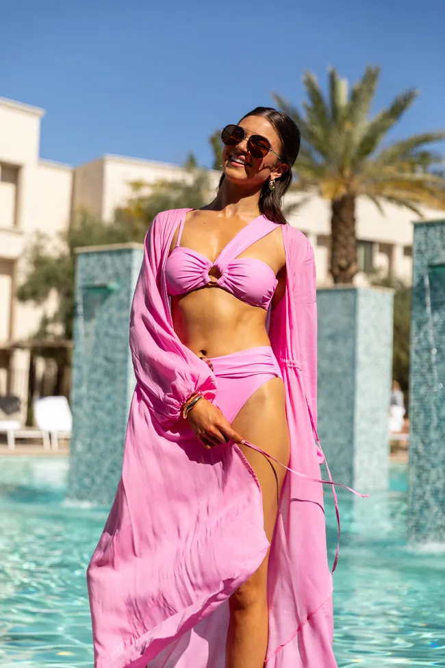 Shine On Pink Long Sleeve Swim Cover-up PINK LILY