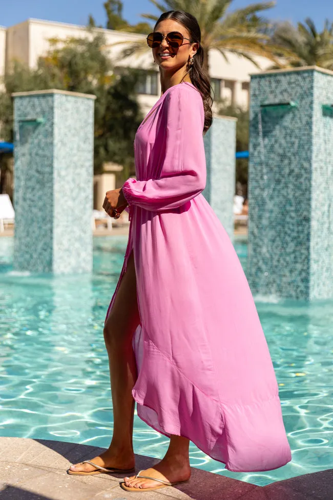 Shine On Pink Long Sleeve Swim Cover-up PINK LILY