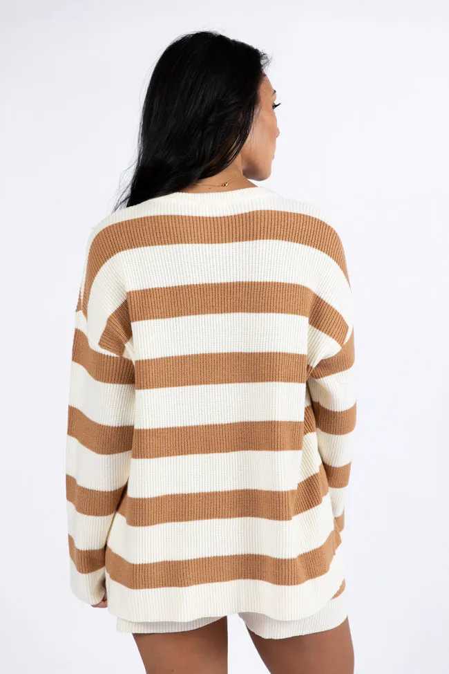 Sign Of The Times Ivory and Tan Striped Sweater Set PINK LILY