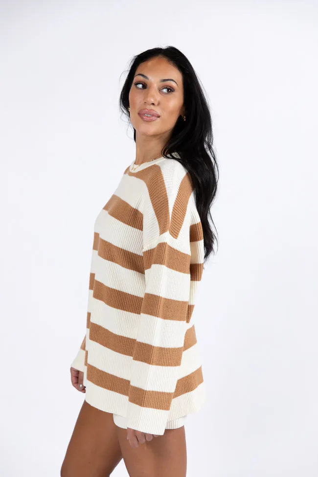 Sign Of The Times Ivory and Tan Striped Sweater Set PINK LILY
