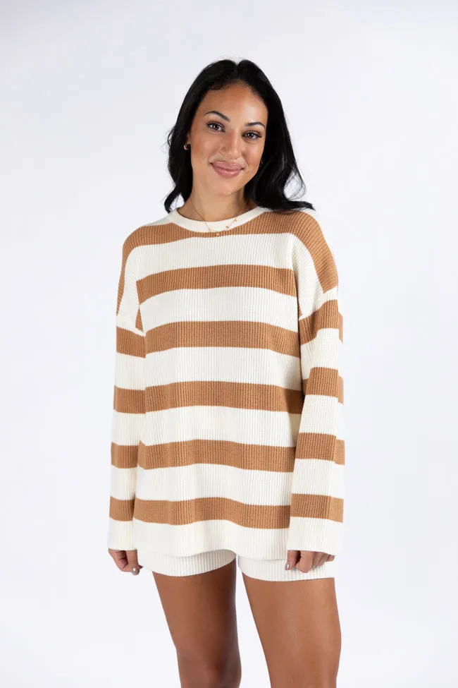 Sign Of The Times Ivory and Tan Striped Sweater Set PINK LILY