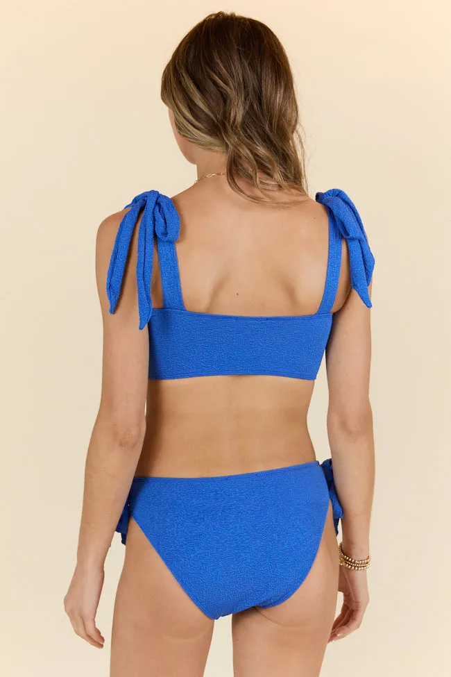 Soak Up The Sun Blue Tie Shoulder Bikini Top PINK LILY