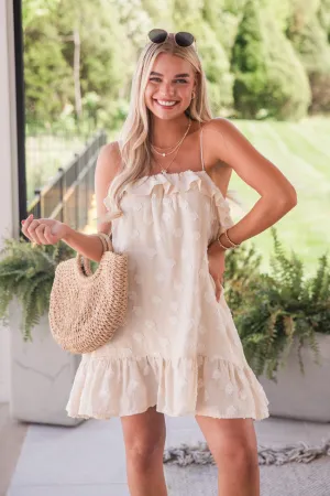 Talk To The Sand Beige Floral Mini Dress SALE PINK LILY