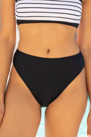 Tidal Treasures Black Solid Bikini Bottoms PINK LILY