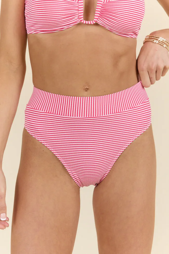 Tide and True Red High Waisted Striped Bikini Bottoms PINK LILY