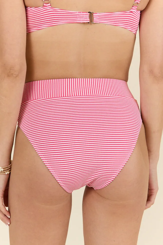Tide and True Red High Waisted Striped Bikini Bottoms PINK LILY