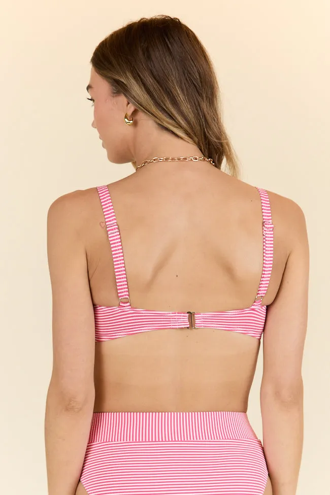 Tide and True Red Stripe Split-U Bikini Top PINK LILY