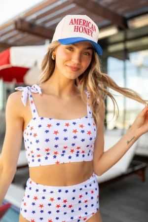 Wish Upon A Star Tie Shoulder Bikini Top PINK LILY
